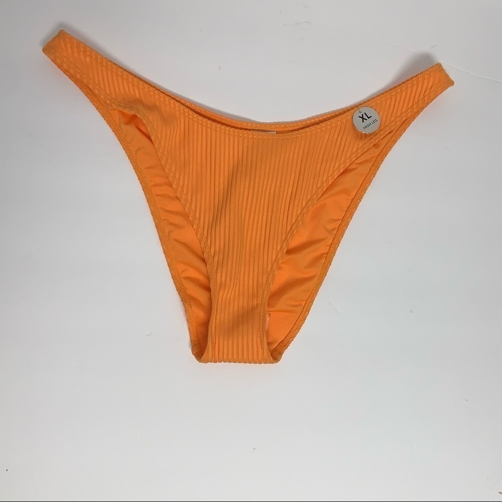 Forever 21 Size XL Tangerine High Leg Bikini Swim Bottom Textured NEW NWT
